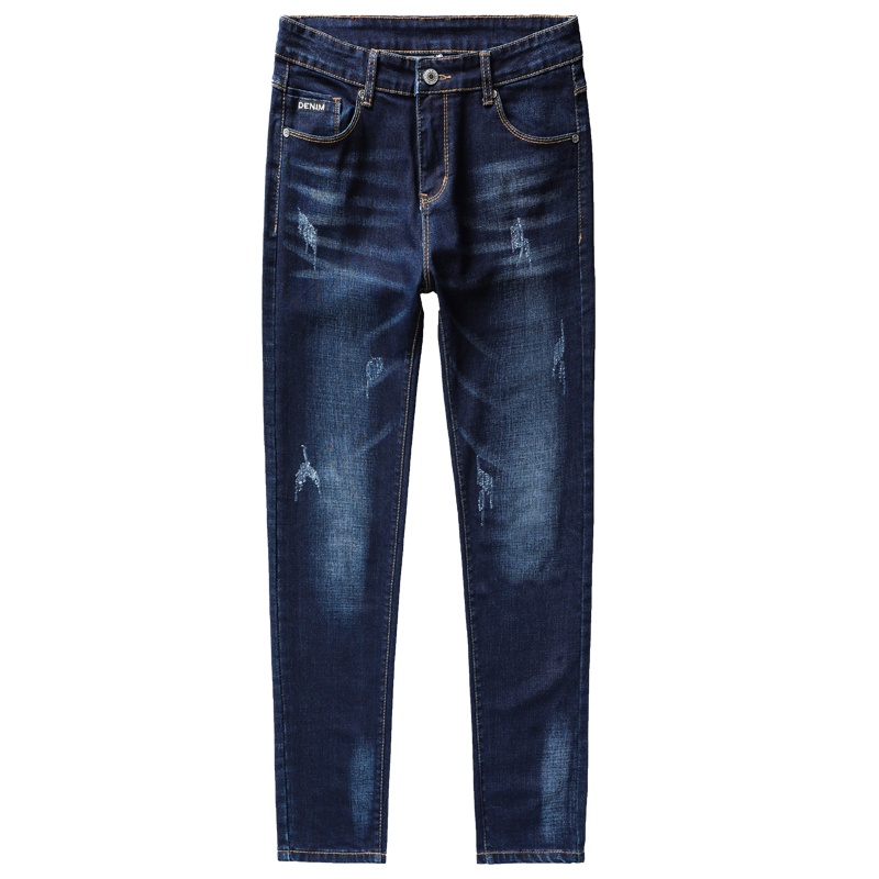 传奇保罗春季牛仔裤时尚休闲商务潮流男士韩版小脚裤日常百搭大码舒适牛仔裤