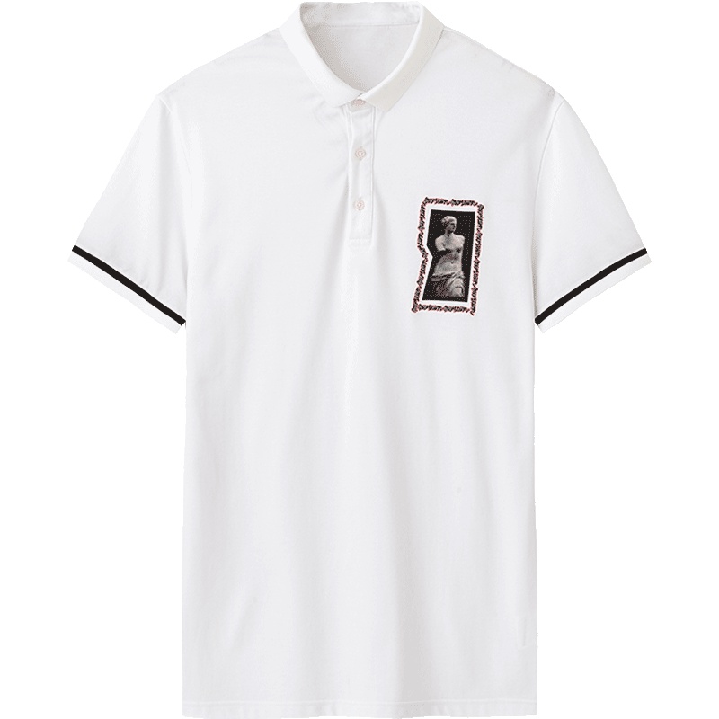 马克华菲男装2018夏季新款短袖polo男士上衣T恤印花纯色