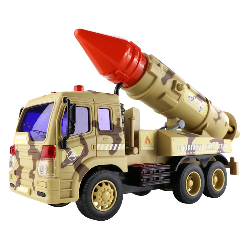 儿童军事工程车玩具车火箭导弹战车军事坦克系列男孩声光汽车模型W651A