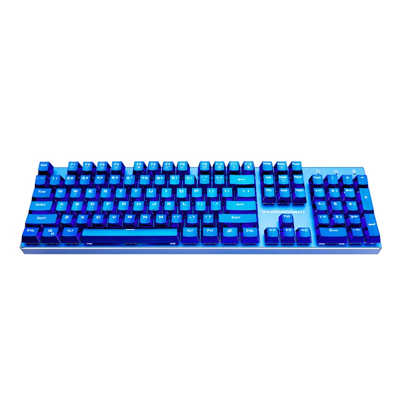 雷神K75C 蓝血人机械键盘 全铝合金键身RGB幻彩背光 青轴 104键 吃鸡键盘