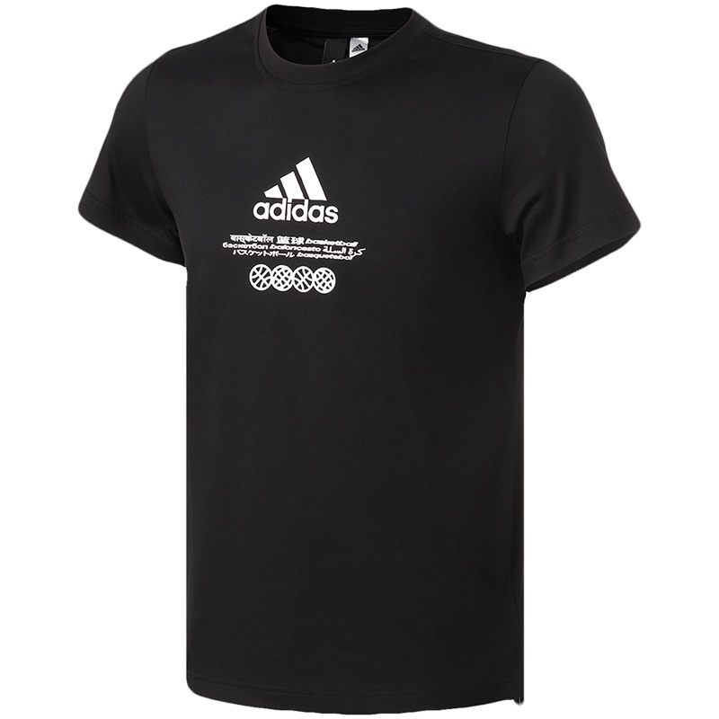 阿迪达斯男服短袖T恤篮球文化印花休闲运动服FM4990