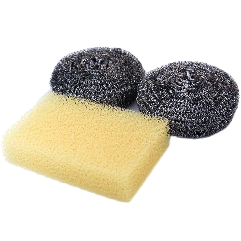 [4只装]特大号厨房不锈钢金属钢丝球清洁球清洁刷锅刷 赠洗碗棉2块