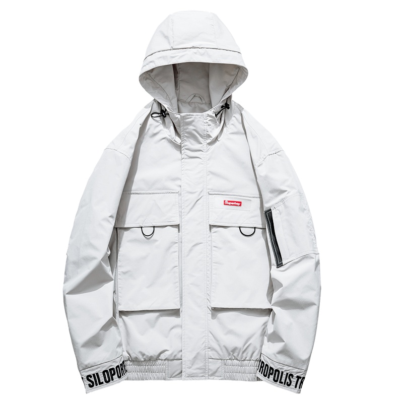 海德斯曼 秋季工装夹克男潮流袖口字母印花多色宽松外套男厚30329