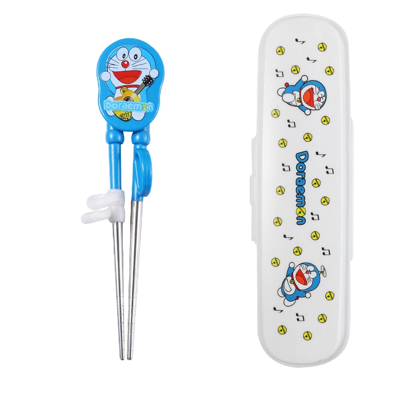 叮当猫 [不锈钢]筷+勺+叉+盒子 304不锈钢儿童学习训练筷子宝宝练习筷子儿童筷子勺子叉餐具套装