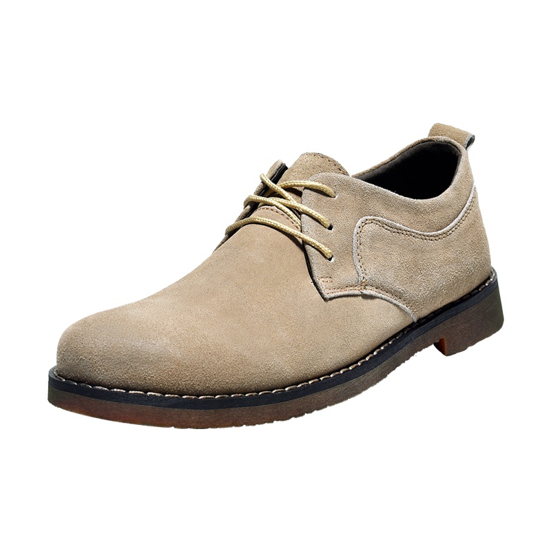 Jeep吉普男鞋英伦风牛皮透气系带休闲工装磨砂男士休闲鞋