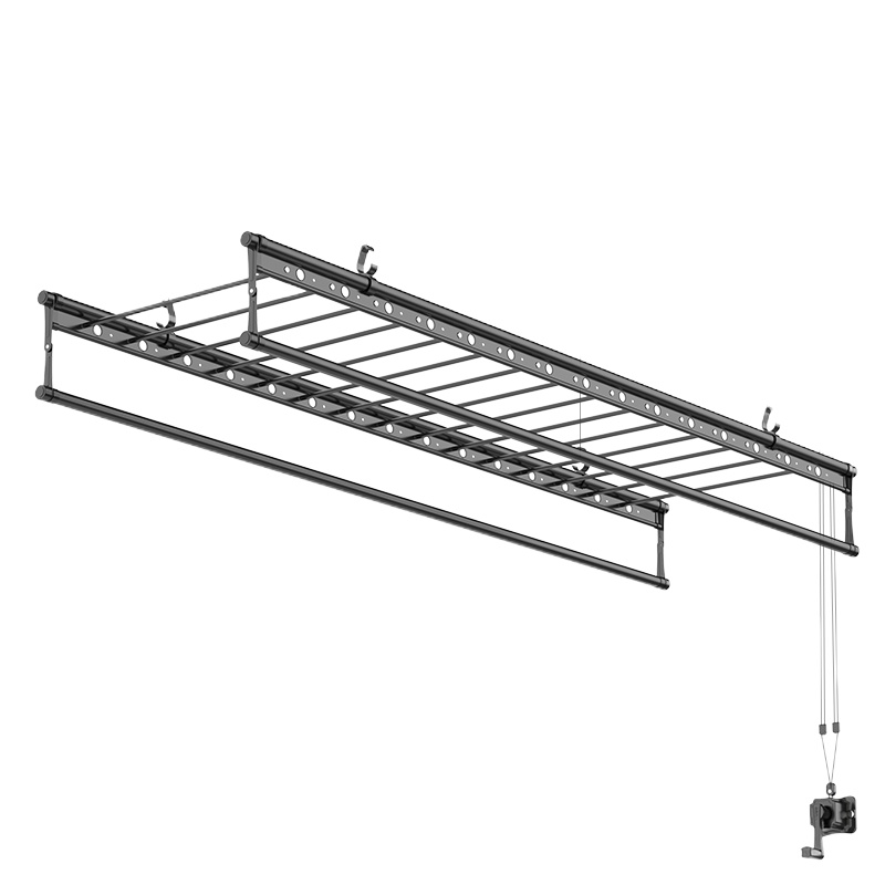 金贵夫人升降晾衣架阳台手摇晾衣杆双杆式室内自动折叠晒被凉衣架黑色