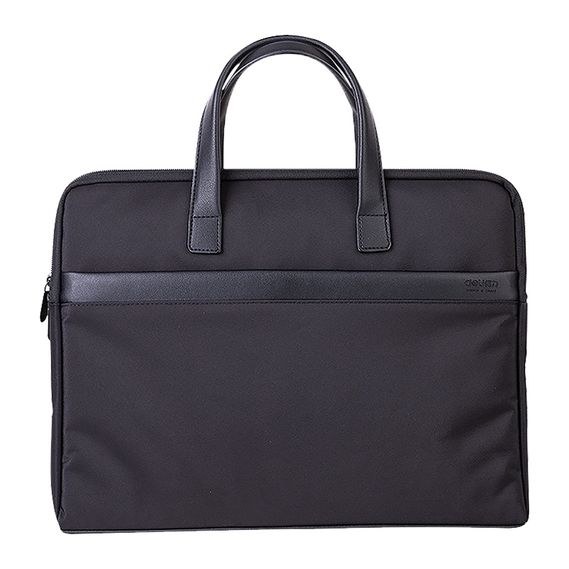 得力(deli)63751公文包文件袋黑/灰两色 加厚事务包手提资料袋电脑包拉链袋 帆布资料文件袋商务包