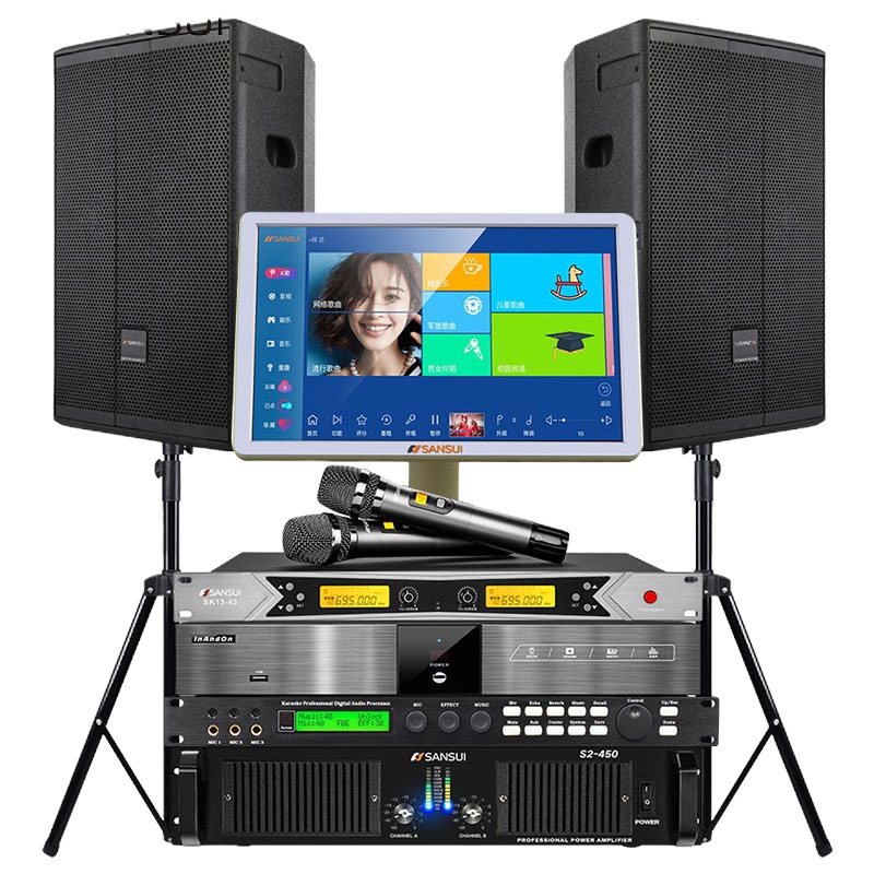 山水（SANSUI） SP121套装家庭影院十二英寸有源重低音音箱低音炮语音点歌卡拉ok家庭ktv音响套装 舞台功放音响