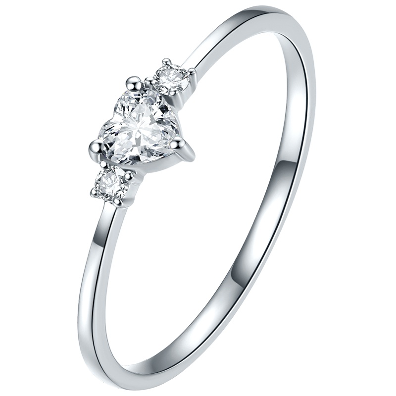 周六福珠宝白18K金钻石戒指女戒 wp