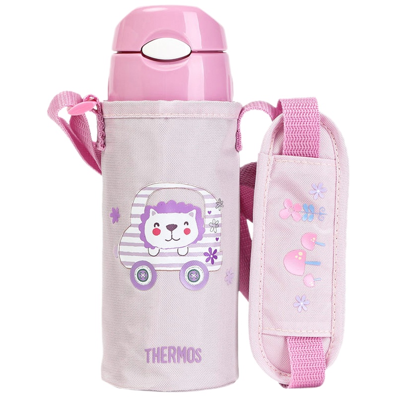 膳魔师儿童保温杯宝宝吸管杯带杯套儿童保温水杯316L不锈钢幼儿园儿童水壶幼儿园吸管水杯400ML TCMI-400FS