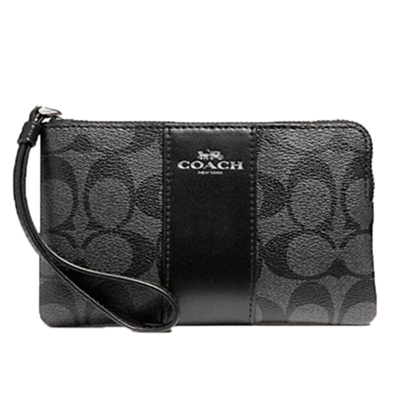 [直营]COACH 蔻驰 经典C纹条纹 马车PVC Corner Zip 欧美时尚 手拿包 手包 女 Coach女包