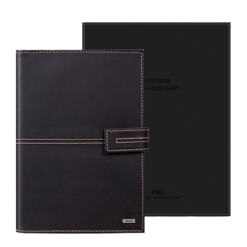 得力3158笔记本皮面商务记事本