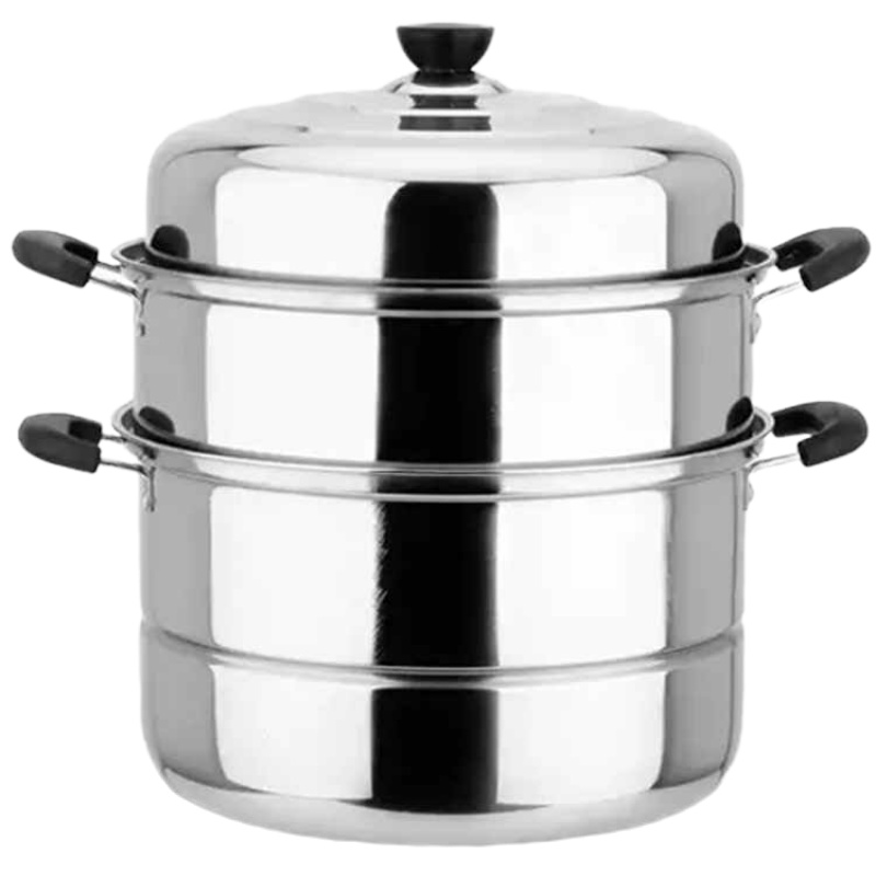 不锈钢蒸锅单层二层三层 加厚蒸笼蒸格汤锅双层煤气电磁炉蒸锅具 26cm二层加厚