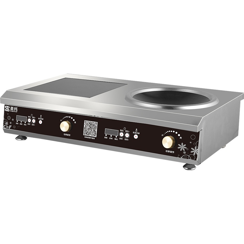 圣托(Shentop)平面凹面组合电磁炉 双头大功率家用商用电炒锅炒菜 台式商用电池炉 STB-CZ35