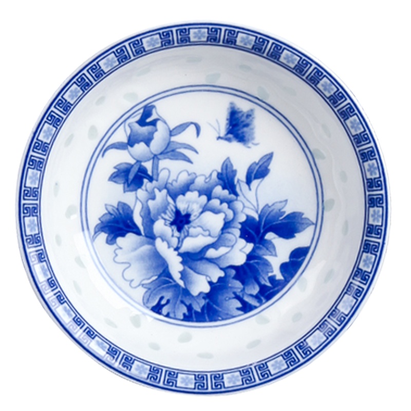 LICHEN 陶瓷味碟料碟小菜碟子景德镇青花玲珑瓷器牡丹花餐具 直径10厘米 优品