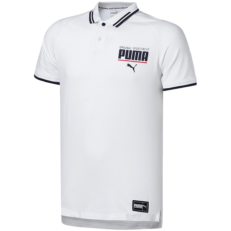 彪马PUMA男装翻领短袖POLO衫T恤经典LOGO款运动服852233 QC XL 85223302彪马白