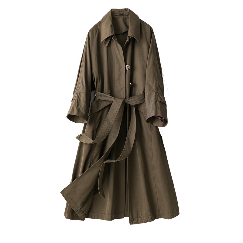 恒源祥风衣女中长款2020春季设计师款撞色织带七分袖西装领OL外套