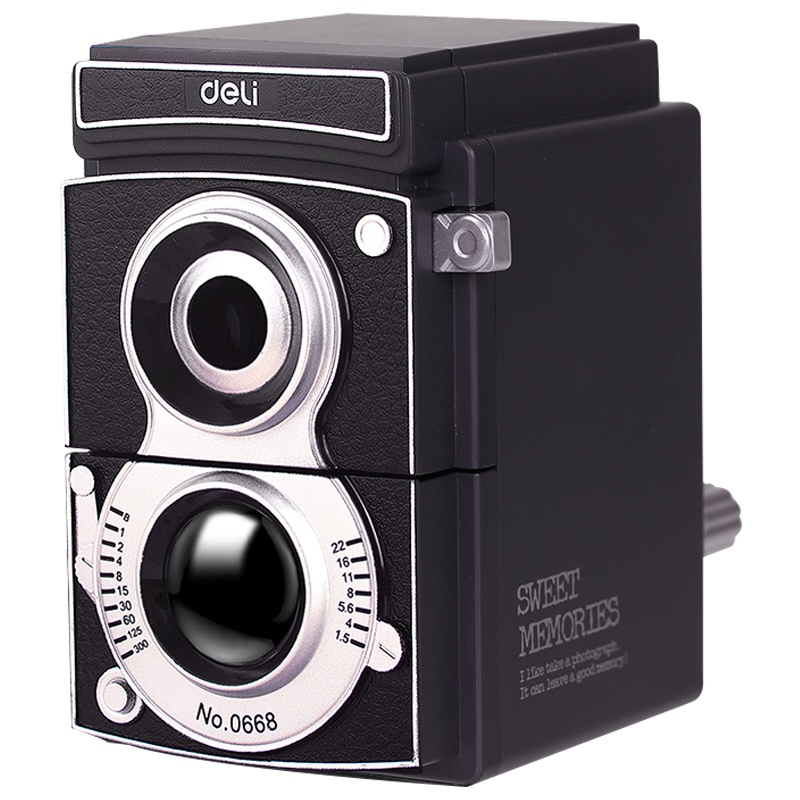 得力(deli)0668复古相机造型削笔器 卷笔刀铅笔刀 转笔刀学生手摇铅笔削机器 削笔刀