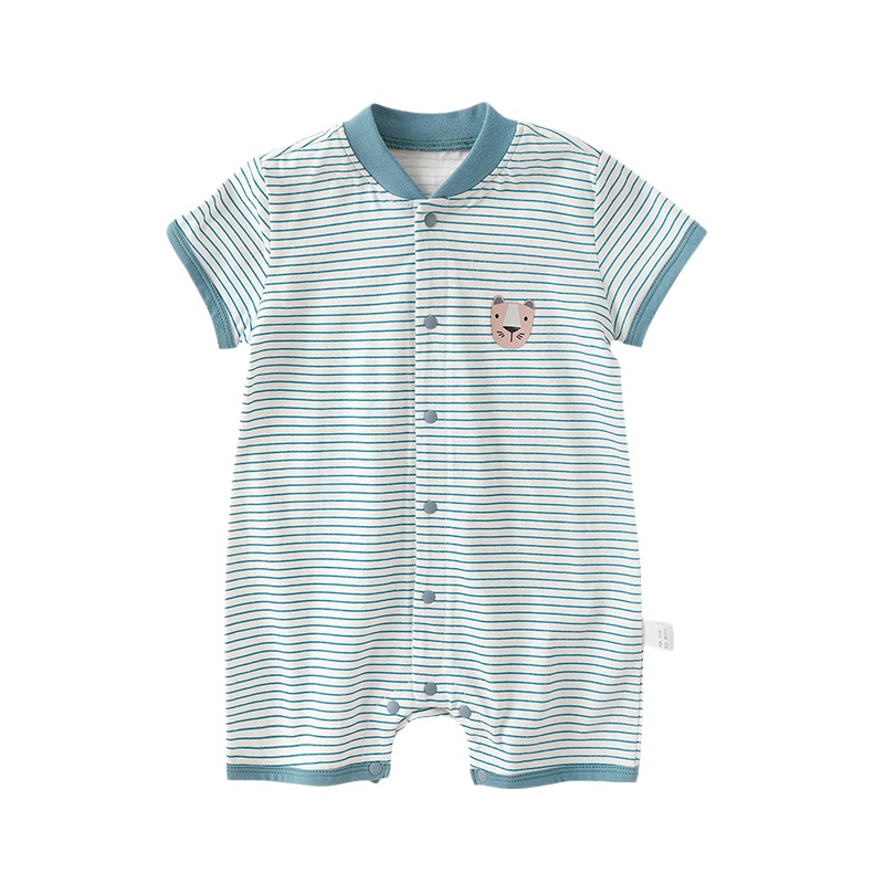 猫人儿童连体睡衣男女童家居服夏季薄款短袖哈衣宝宝纯棉婴儿爬服