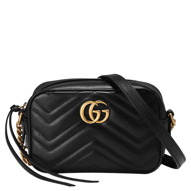 [直营]古驰(GUCCI) GG MARMONT拉链式 女士相机包牛皮链条包 单肩包 斜挎包 女包