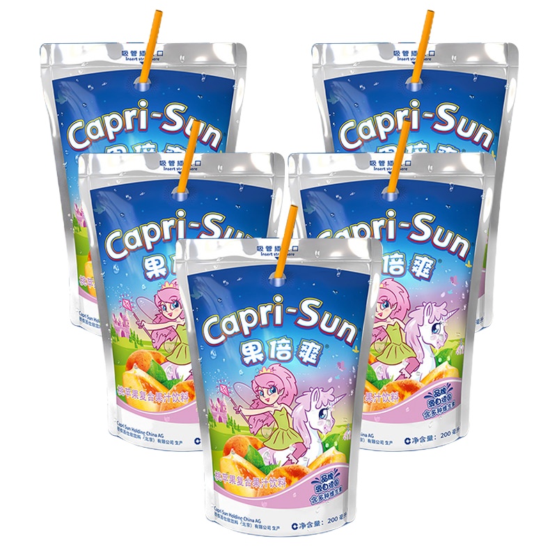 果倍爽 【2份装】桃苹果复合果汁200ml*6袋整盒装 儿童宝宝果汁饮料富含维生素