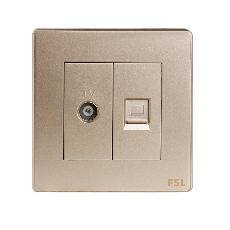 fsl 佛山照明 开关插座86型暗装家用墙壁五孔多孔金色二三插套装