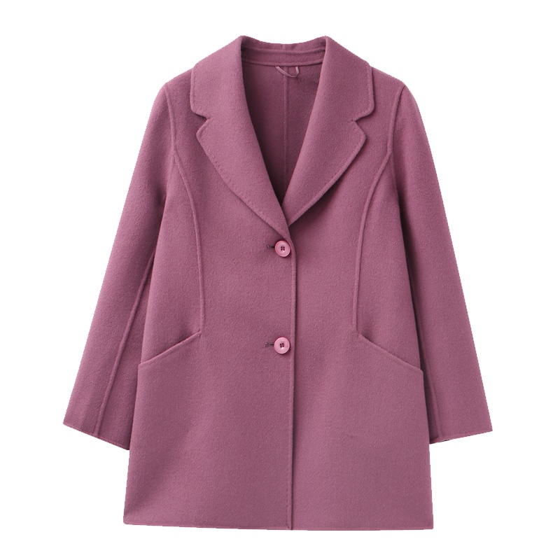 恒源祥女士毛呢大衣秋冬款双面呢大衣女妈妈冬羊毛大衣中年大码羊毛呢外套