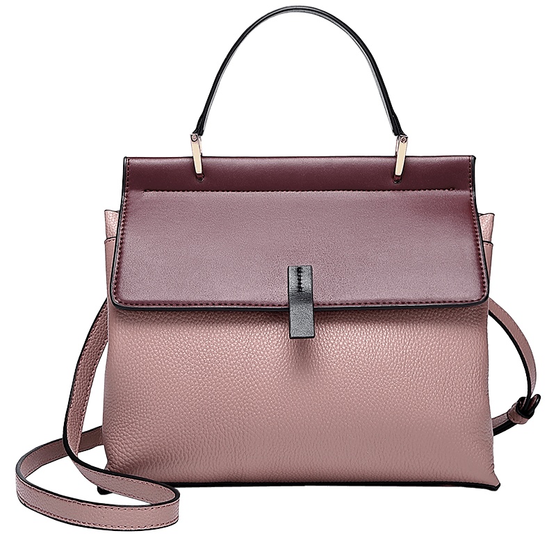 高尔夫GOLF头层牛皮手提包时尚撞色女士单肩斜挎包大容量简约优雅潮流女包