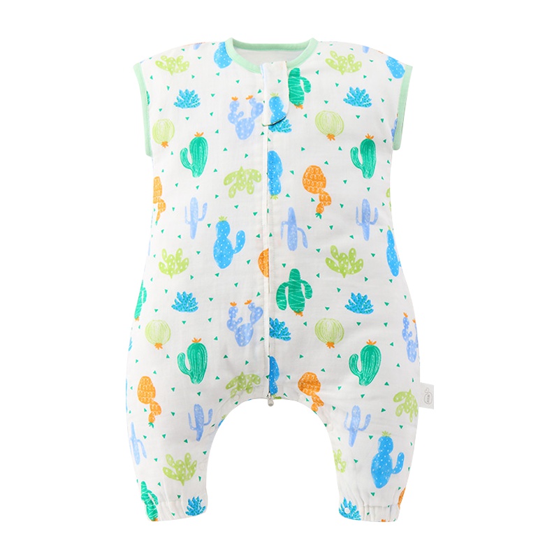 米乐鱼 婴儿纱布睡袋春夏儿童空调防踢被纯棉背心宝宝睡袋夏季薄缤纷绿植系列