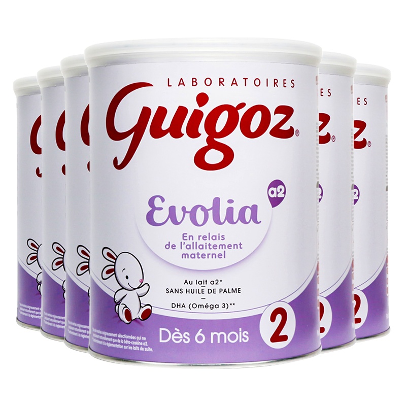 法国进口古戈氏guigoz 2段奶粉 A2蛋白配方小乖兔紫罐6-12个月800g*6罐装