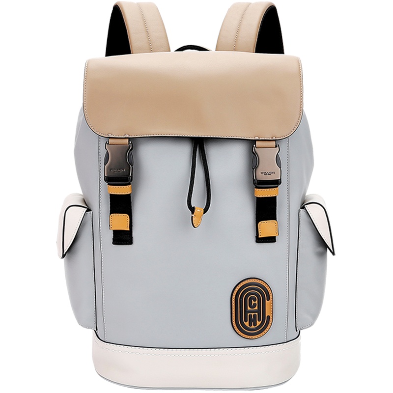 蔻驰 COACH 奢侈品 男士专柜款RIVINGTON皮质双肩背包灰咖拼色 958 JIQBM