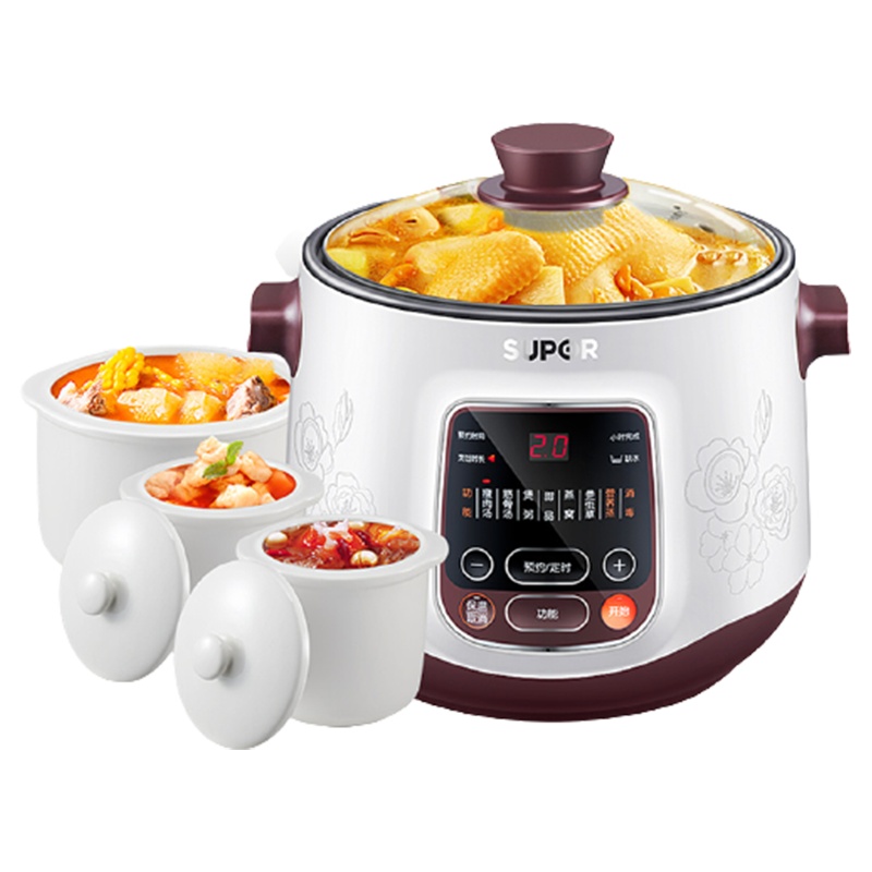 苏泊尔(SUPOR)电炖锅 电炖盅 煲汤锅 双炖锅 5L大容量 炖汤锅 煮粥锅 陶瓷燕窝炖盅 一锅四胆DZ22YC806