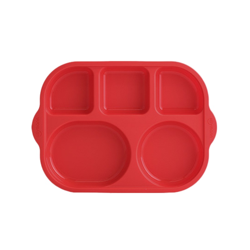 思利满Sillymann 宝宝碗婴儿碗 儿童易洗分格餐盘 防摔 红色 铂金硅胶