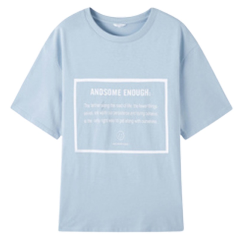 【专柜同款】拉夏贝尔短袖T恤女学生2020新款夏季韩版休闲宽松印花字母圆领ins潮体恤女20014605