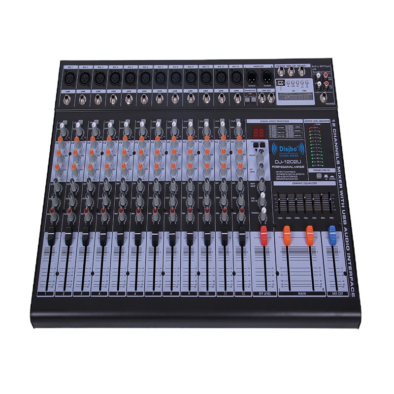 迪玠宝(DISJBO)DJ-1202USB 专业12路带USB带效果调音台 会议室 舞台 婚庆 混响调节