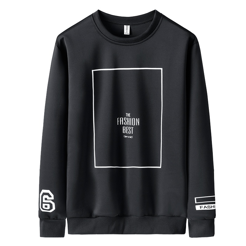 庄吉2019年秋季男士长袖t恤圆领 卫衣男装青少年潮流打底衫印花上衣