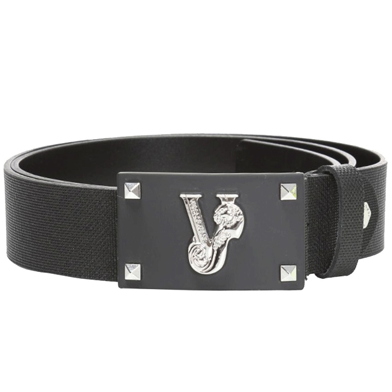 VERSACE JEANS范思哲VJ男士LOGO经典立体LOGO腰带皮带【官网可验