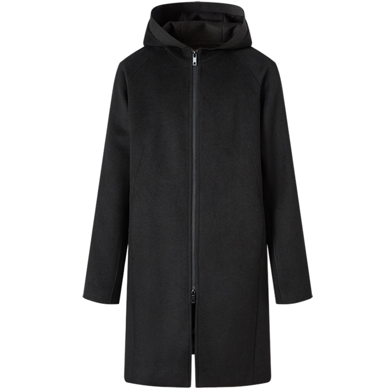 美特斯邦威中长款连帽毛呢大衣男新款秋季韩版潮流风衣夹克男