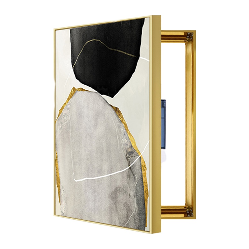 后现代轻奢电表箱装饰画竖款免打孔现代简约配电箱电闸盒遮挡挂画 70*50 白色框体 订制版