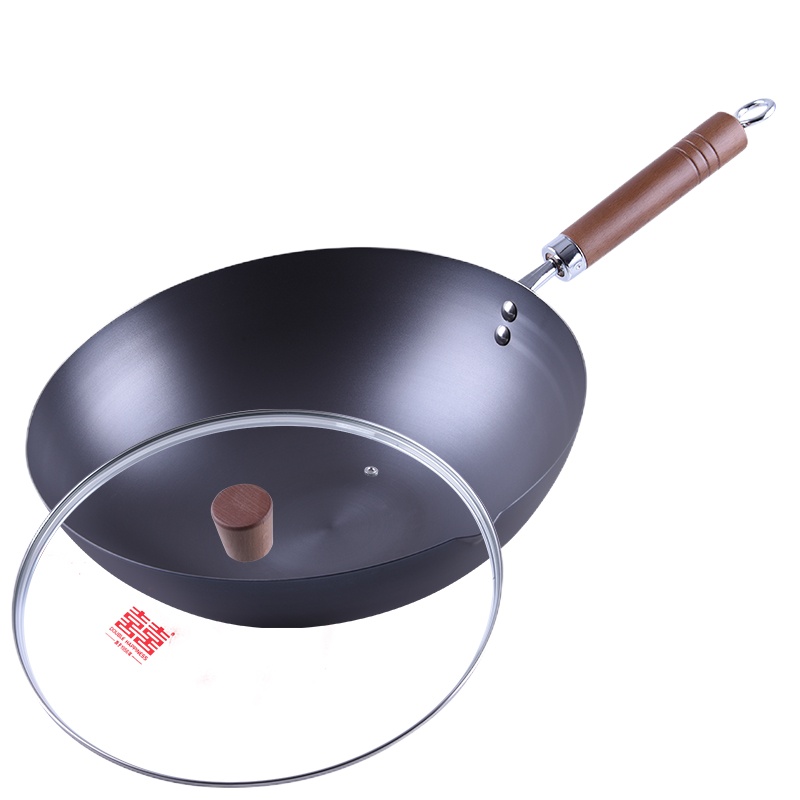 双喜电器(DOUBLE HAPPINESS) SXCC-30ZB04-30cm黑极铁套装炒锅