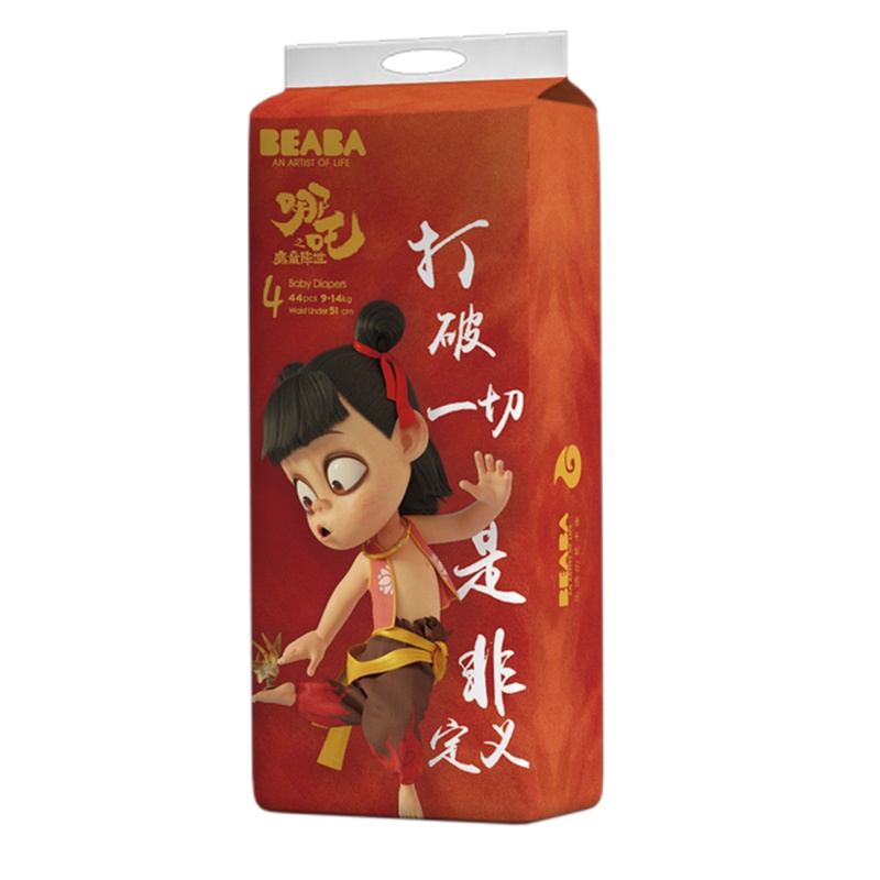 [详情抢大额券]BEABA哪吒联名IP款纸尿裤L码44片超薄透气干爽四季通用款