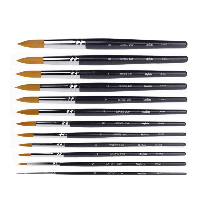 skyists新概念木杆圆头尼龙水彩笔 0#(10支)