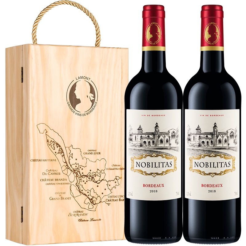 法国波尔多原瓶进口AOC级 雾榭园干红葡萄酒双支装 750ml*2