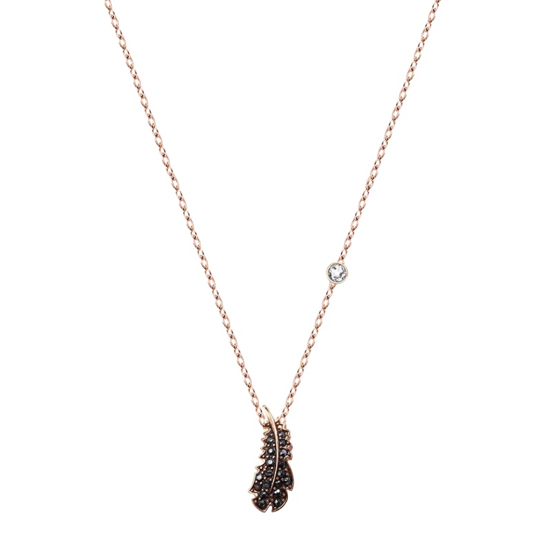 施华洛世奇（SWAROVSKI）小羽毛银色水晶项链人造水晶送恋人5512365