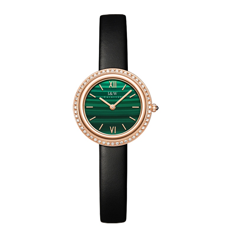 瑞士品牌I&W CARNIVAL爱沃驰正品手表石英表 女表小绿表时尚ins风女士腕表简约气质小红表3007L