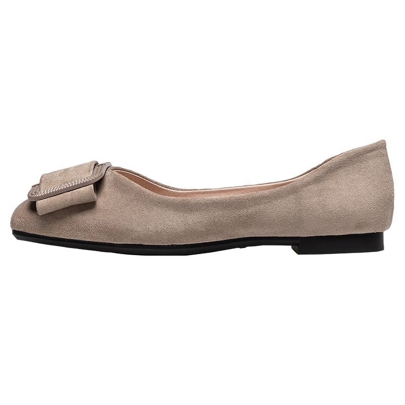 马克华菲女鞋浅口单鞋女2019新款时尚方扣百搭平底豆豆鞋