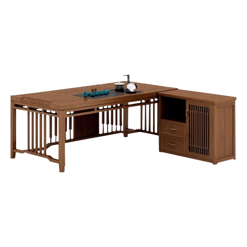 钜晟 新中式办公柜茶水柜1.8米胡桃实木办公室茶水台+副台JS-GLZT1812