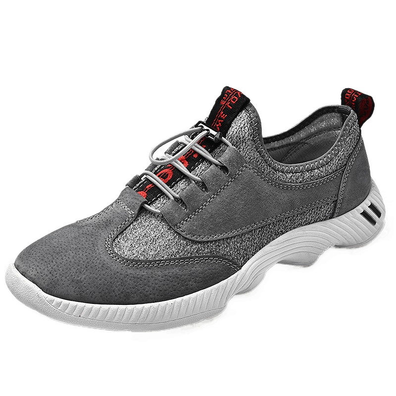 策乐(cele)新款运动休闲鞋男松紧带男鞋韩版潮鞋低帮鞋真皮跑步鞋猪皮透气鞋RL-6083