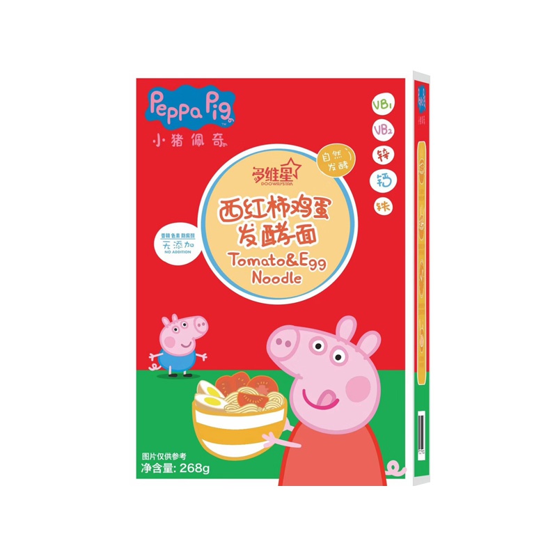 小猪佩奇PeppaPig西红柿鸡蛋发酵面条268克 盒装