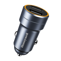 霍尼韦尔 Honeywell车载充电器一拖二点烟器双USB金属车充电源转换器插头汽车通用扩展智能控温适用华为小米苹果平板
